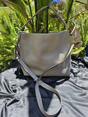 Kate Spade Leila Gray Pebbled Leather Bucket Hobo Bag Original Owner